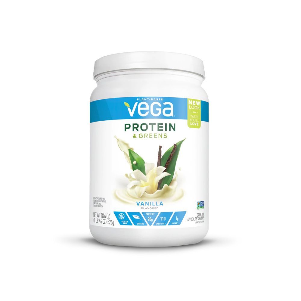 Vega Protein &amp; Greens Plant-Based Powder Vanilla 18.6 oz./526 g