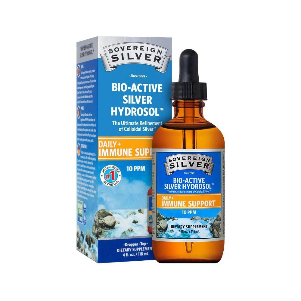 Sovereign Silver Bio-Active Silver Hydrosol Daily+ Immune Support 10 PPM Drops 4 fl.oz./118 mL