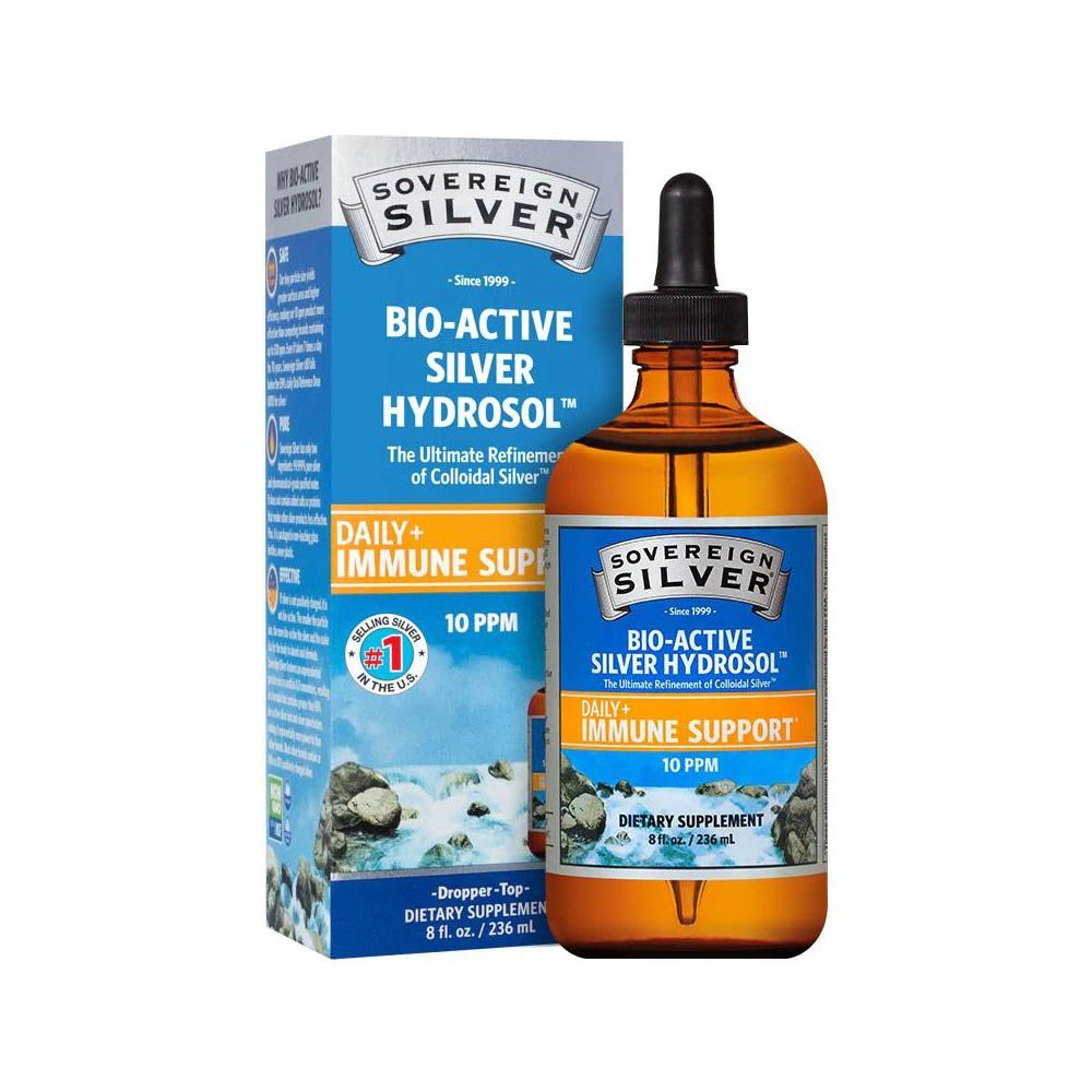 Sovereign Silver Bio-Active Silver Hydrosol Daily+ Immune Support 10 PPM Drops 8 fl.oz./236 mL