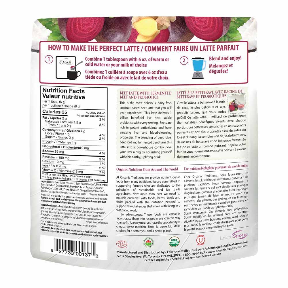 Organic Traditions Beet Latte With Fermented Beet &amp; Probiotics 150 g