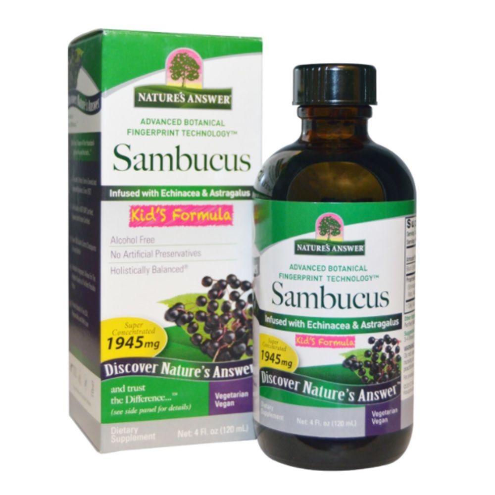 Nature's Answer Sambucus Kids Syrup 120 مل + مقياس التأكسج بنبض الإصبع للبالغين