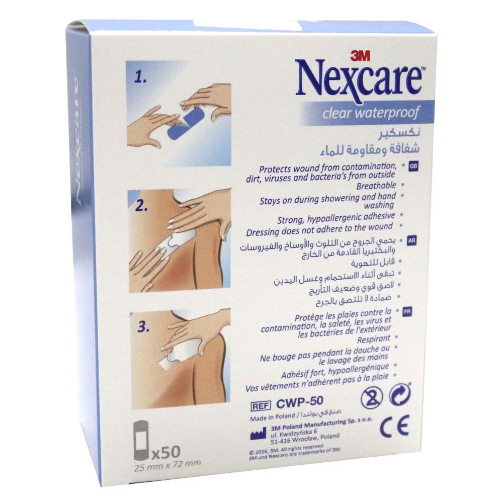 3M Nexcare Clear Waterproof One Size Bandages 50&#039;s