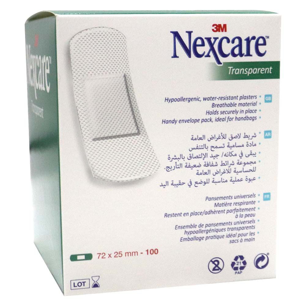 3M Nexcare Transparent Water Resistant Plasters 100&#039;s