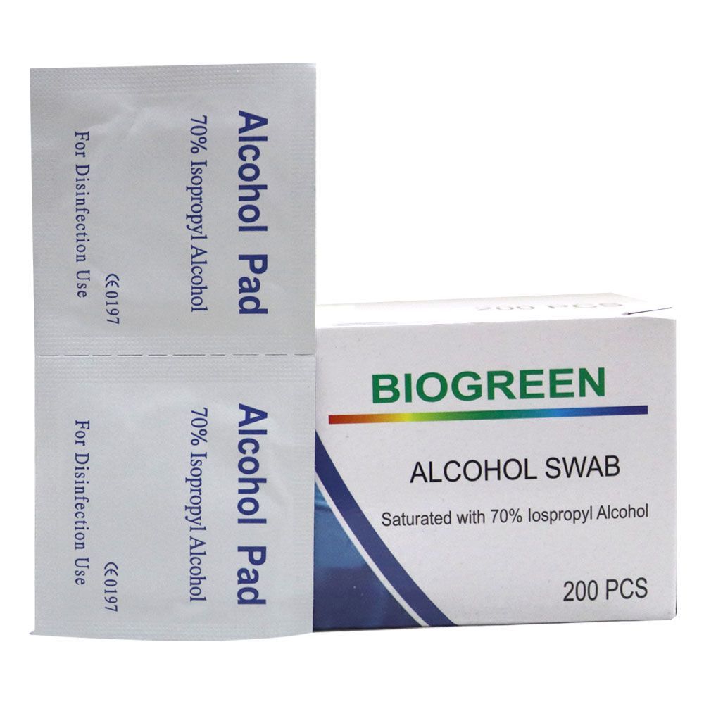 Biogreen Alcohol Swabs 200&#039;s 1TRAS200