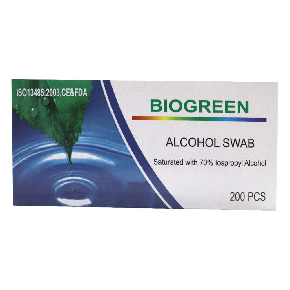 Biogreen Alcohol Swabs 200&#039;s 1TRAS200