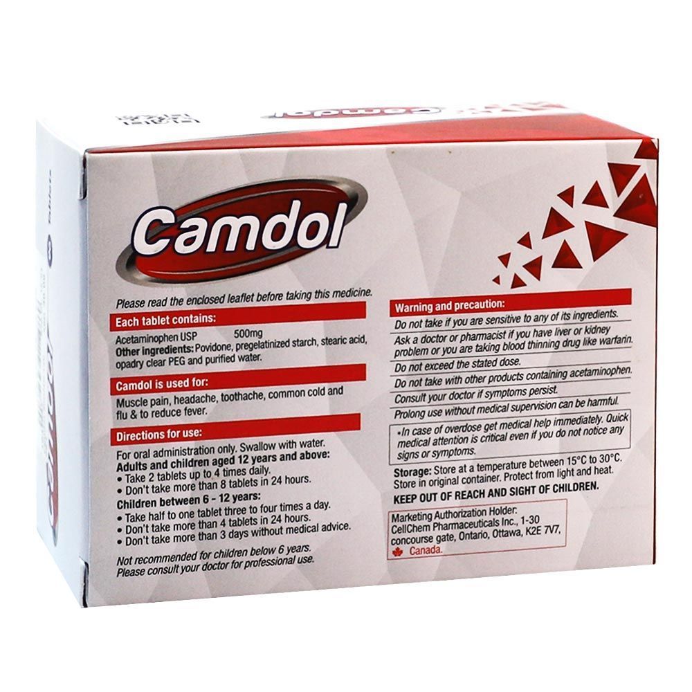 Camdol Acetaminophen 500 mg Tablets 96&#039;s