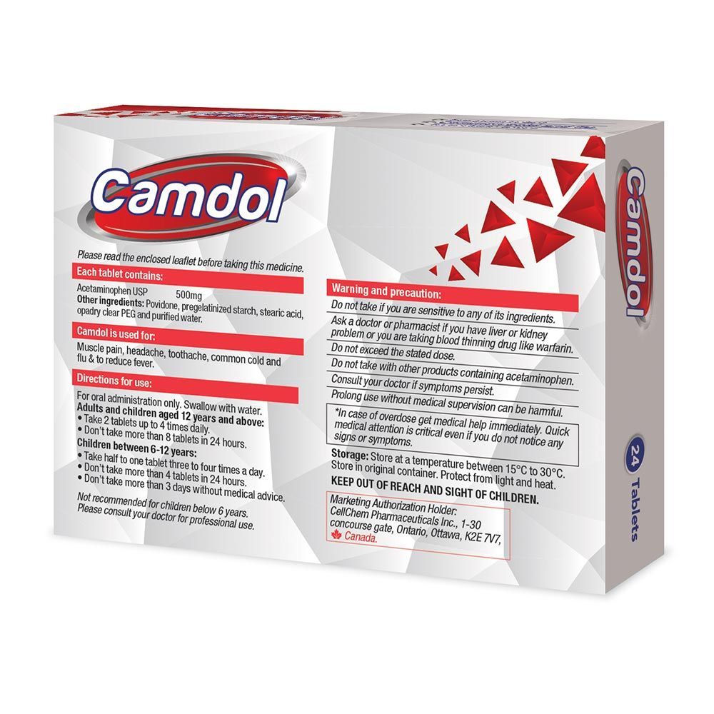 Camdol Acetaminophen 500 mg Tablets