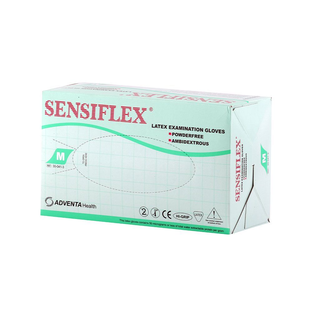 Sensiflex Latex Examination Powder free Gloves Medium 100&#039;s