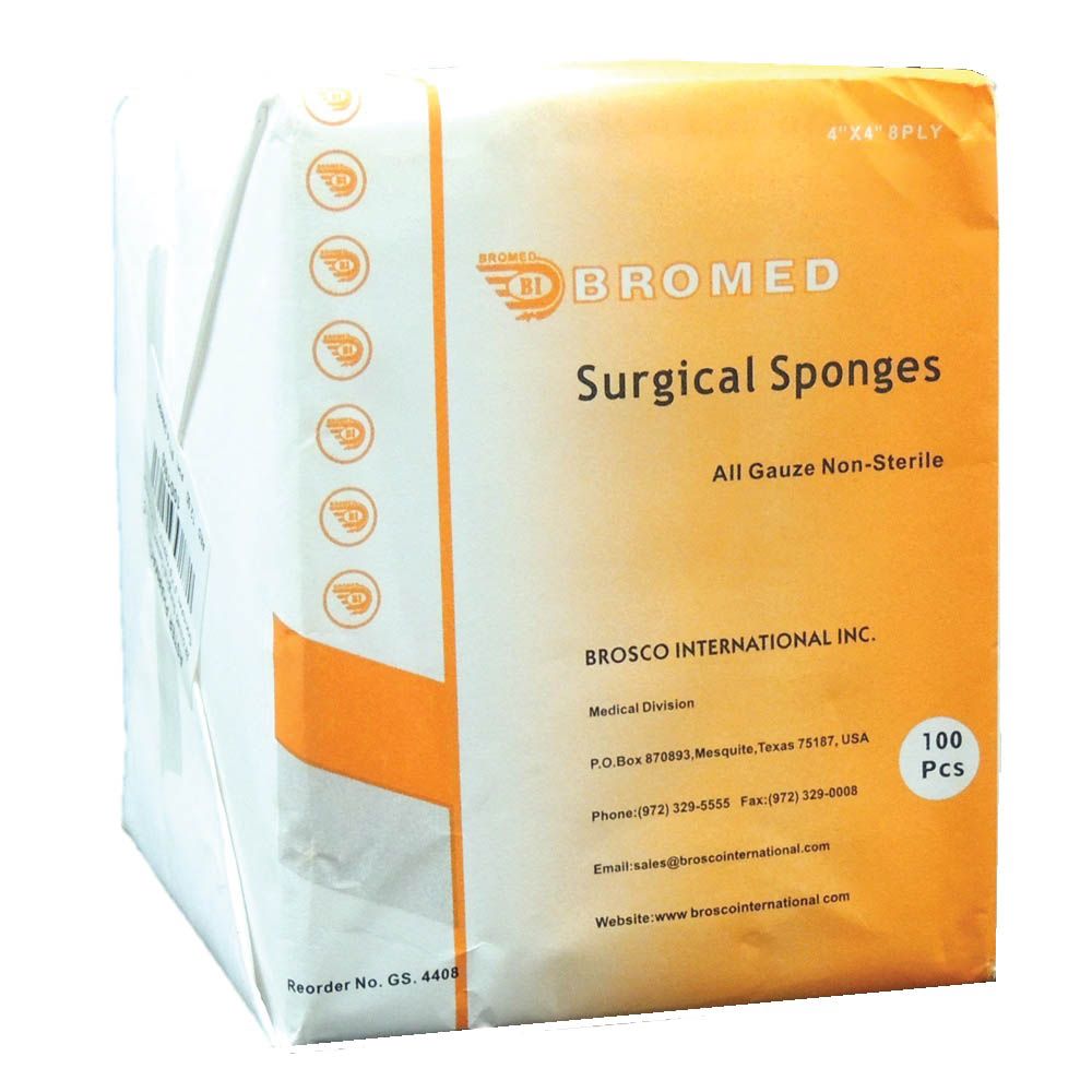 Bromed Surgical Gauze Non-Sterile Sponges 8ply 100&#039;s