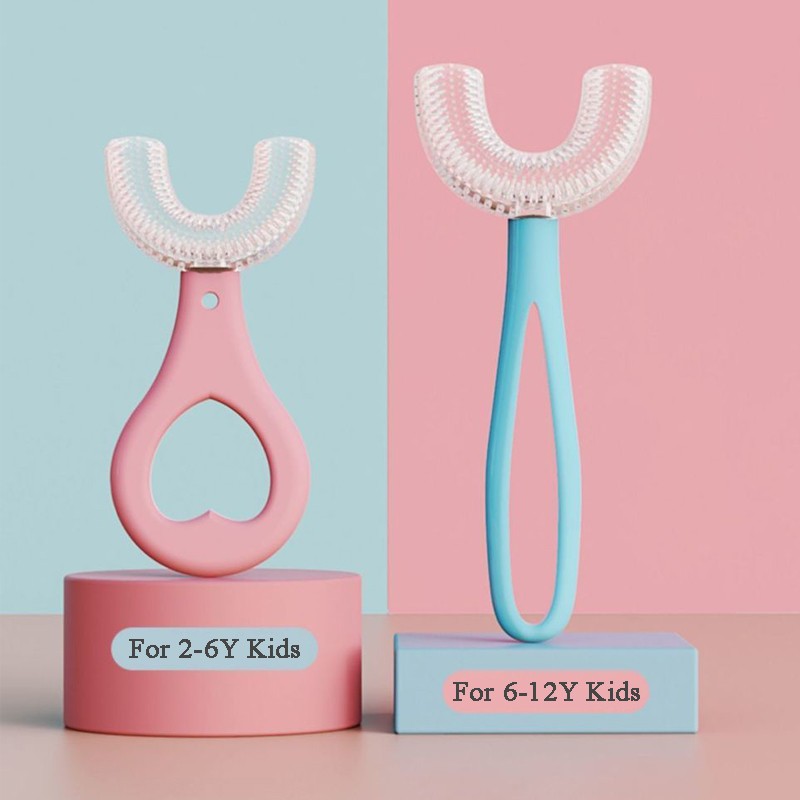 Kids Toothbrush U-Shape Infant Toothbrush With Silicone Handle Oral Care Cleaning Brush For Toddlers Ages 2-12 Drop Shipping