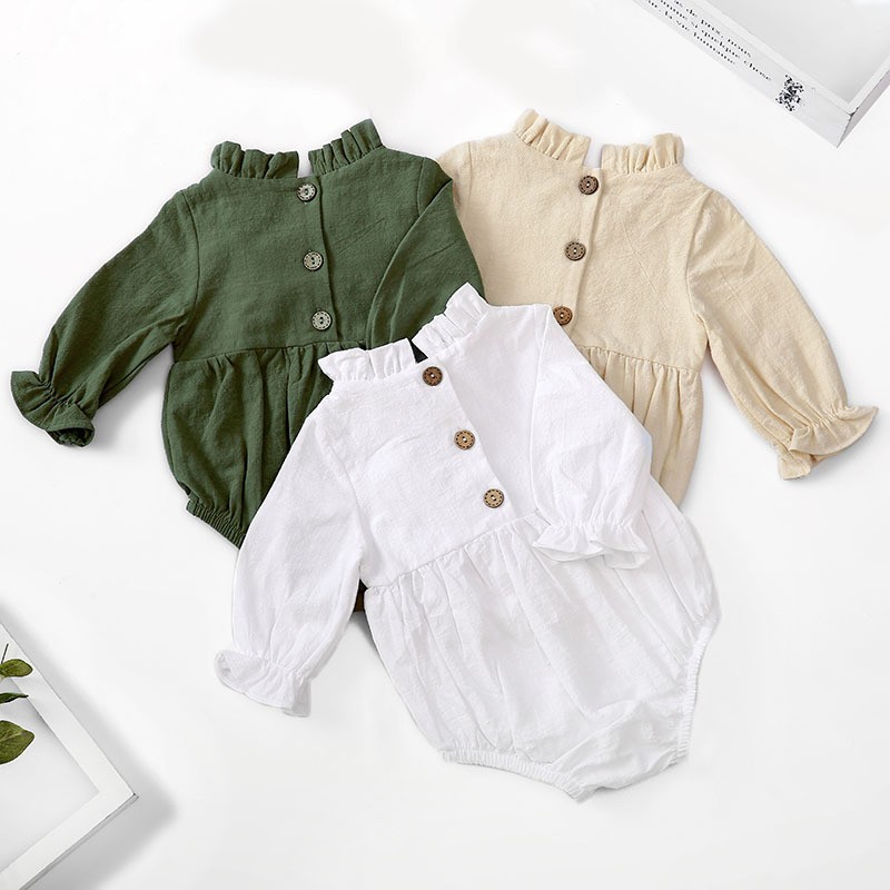 Fashion Baby Girls Romper Cotton Long Sleeve Ruffles Baby Rompers Infant Playsuit Jumpsuits Cute Newborn Clothes