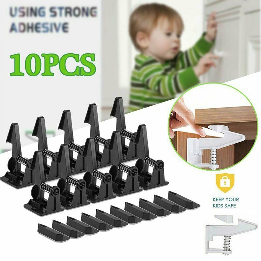 10pcs Child Safety Invisible Security Drawer Lock No Punching Children Protection Cabinet Cupboard Safety Drawer Door Locks