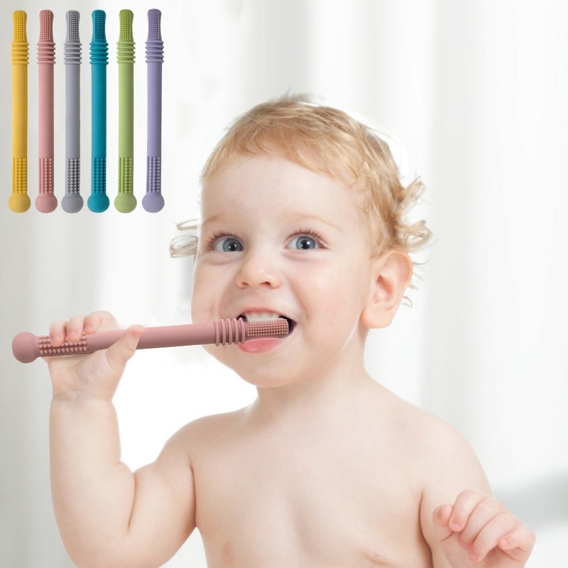 Baby Teether Silicone Dental Care Toothbrush For Toddlers Chew Safe Molar Toy Food Grade BPA Free Silicone Teether