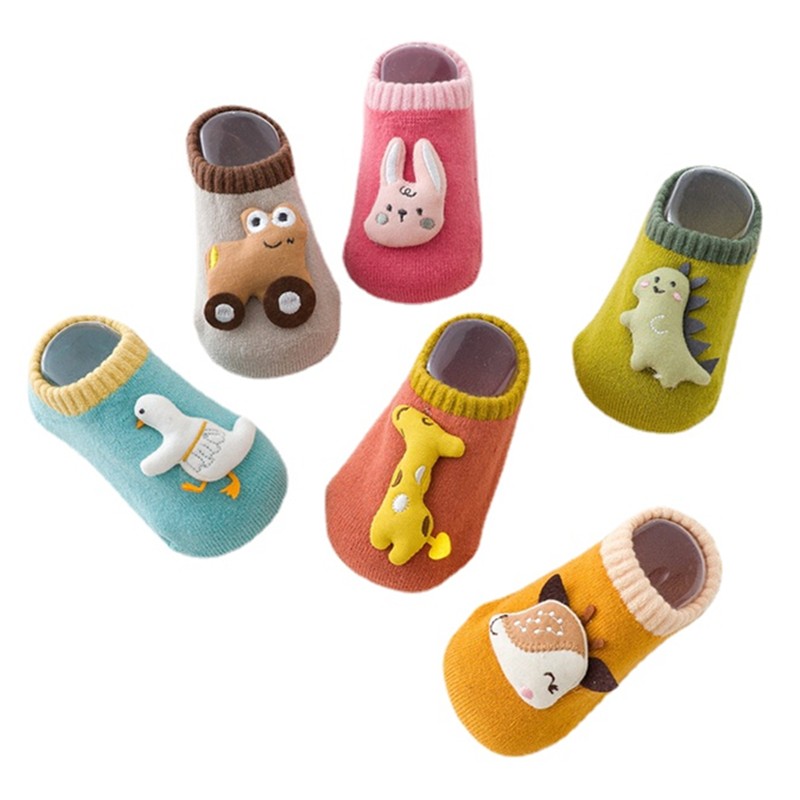 Autumn Winter Thicken Cotton Baby Boys Girls Low Cut Ankle Socks Rubber Slip Resistant Floor Socks Infant Kids Socks Soft Shoes