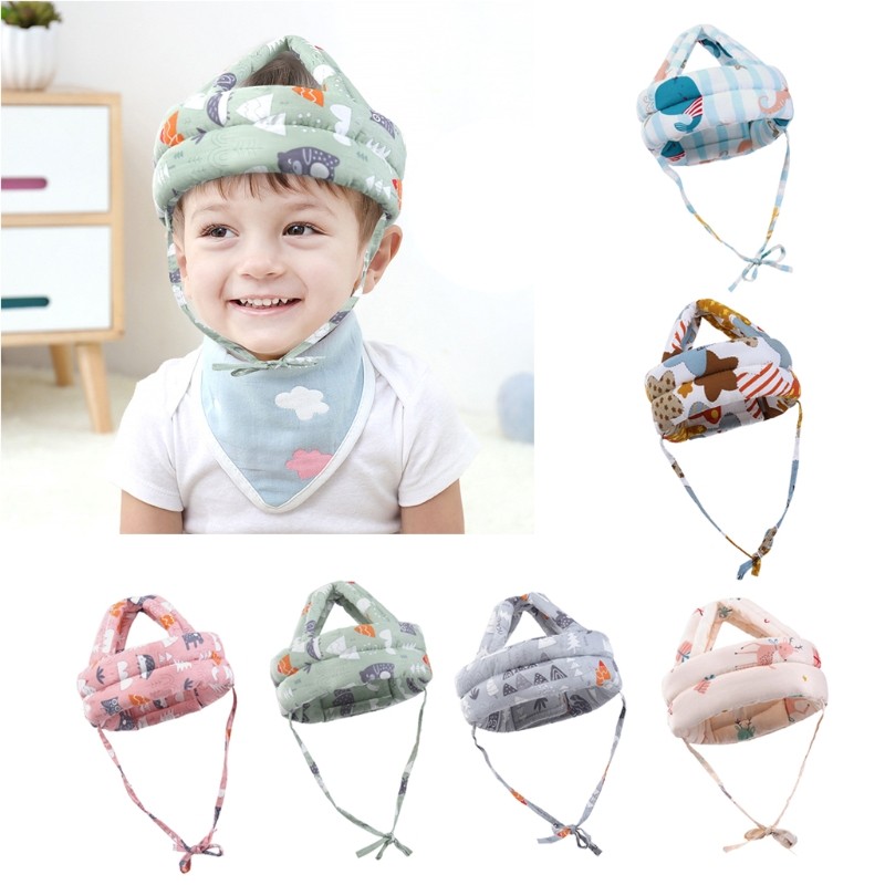 Baby Infant Protective Hat Anti-collision Protective Cap Baby Safety Helmet Soft Comfortable Head Security and Protection - Adjustab