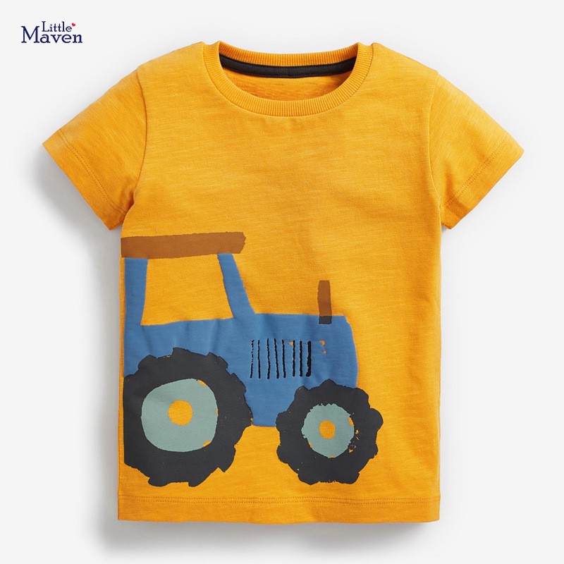 Little maven 2022 summer clothes baby boys children excavator T-shirt cotton lovely comfort and soft for kids 2-7 years old