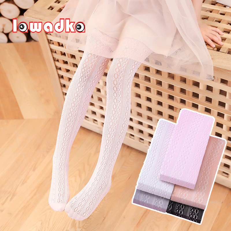 LAUDKA 3-13Years Summer Baby Girls Leggings Thin Mesh Leggings For Toddler Girls Fashion Cotton Solid Color Princess Pantyhose