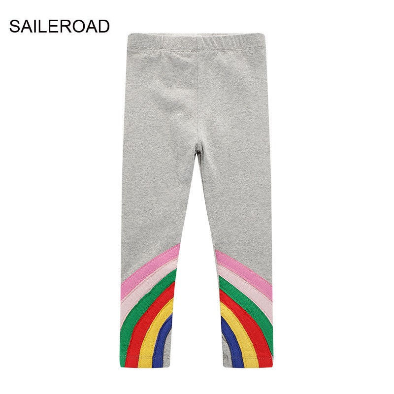 Seieroad Kids 2-7 Years Baby Long Pants Rainbow Embroidery Baby Pants Children Pants Baby Pants