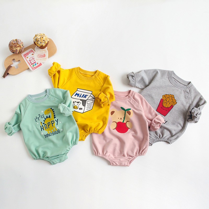 MILANCEL Spring 2022 Children's Underwear Baby Girls Long Sleeve Cartoon One-piece Clothing Set