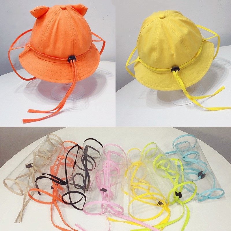 Children Safety Transparent Outdoor Protection Anti Saliva Drops Dust Windproof Removable Full Face Cover Mask For Baby Hats