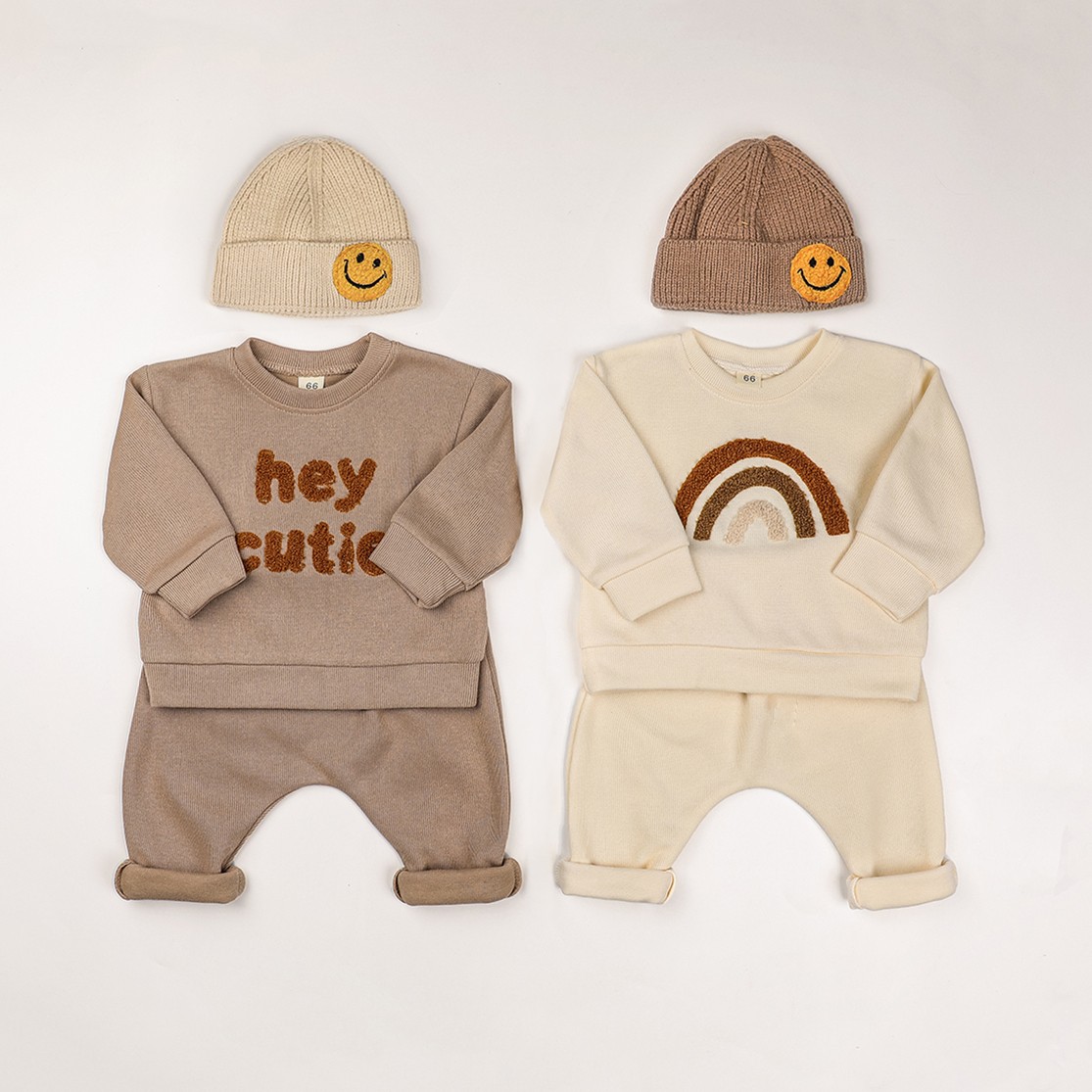 europe baby cotton kinting clothing sets kids boys girls spring clothes loose tracksuits pullovers tops+pants 2pcs outfits