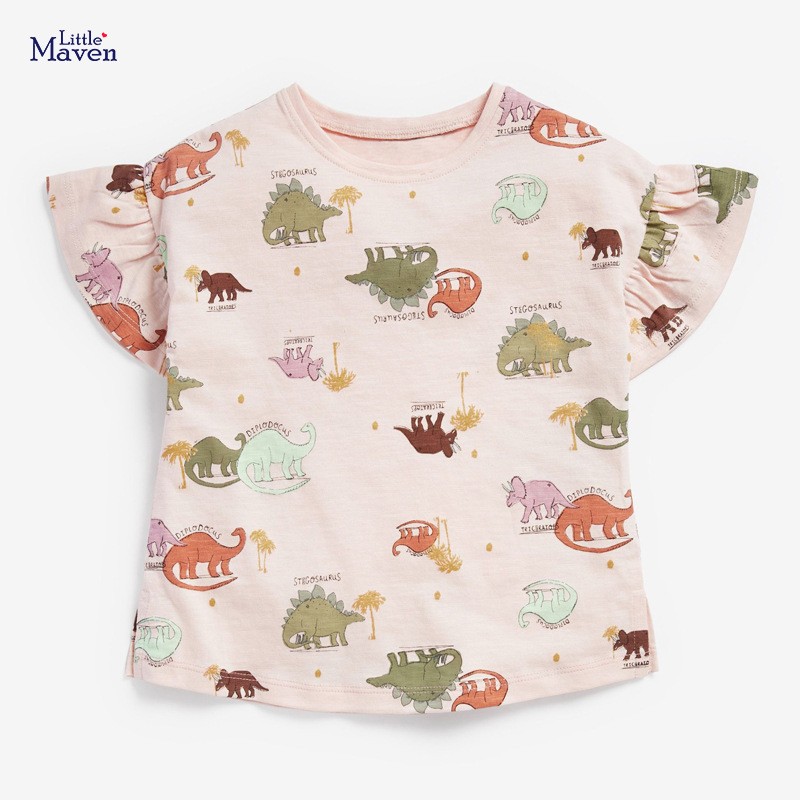 Maven Summer Baby Kids Animal Print T-Shirt Dinosuar Cute Soft Cotton T-Shirt For Kids 2-7 Years Tee