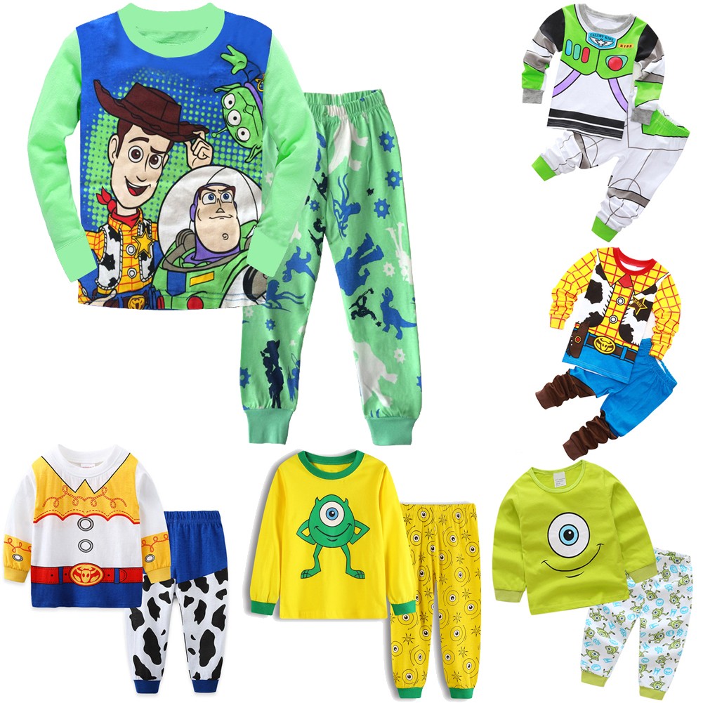 New Autumn Children's Clothing Sets Toy Story Cartoon Wooden Sets Kids Pajamas Buzz Lightyear Pijamas Jessie Long Sleeve Sleepwear