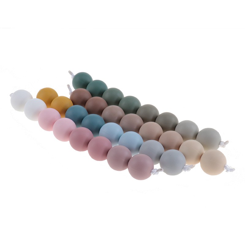 New Color 100pcs Silicone 15mm Baby Teether Round Loose Bead Bpa Free Newborn Chew Teething Necklace Bracelet Jewelry Making