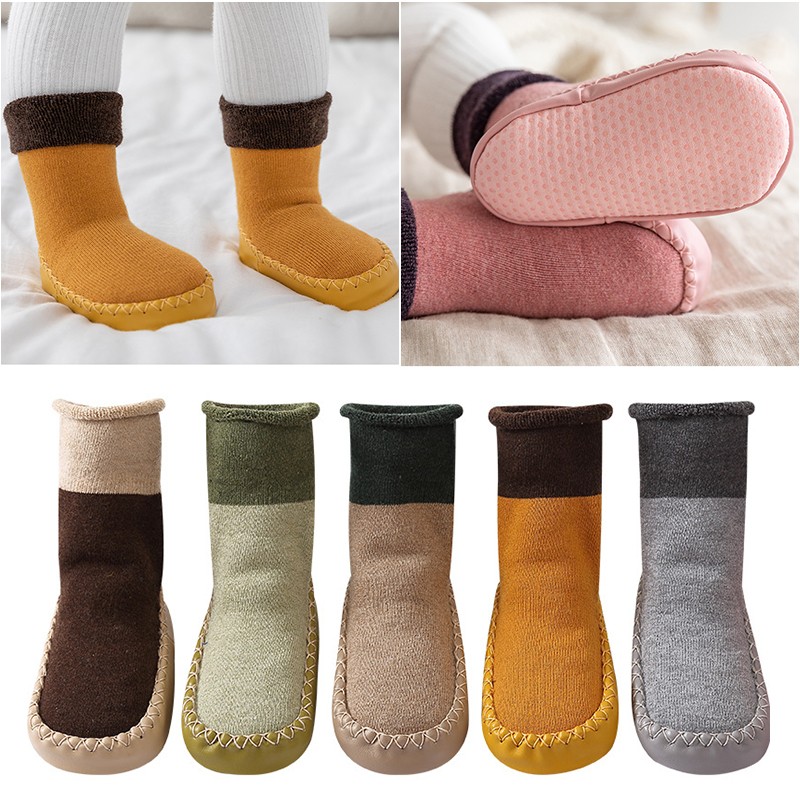 Baby Boy Girl Socks Anti Slip Rubber Soles First Walkers Warm Floor Socks Toddler Floor Socks Shoes Slippers Sewing Thread Socks