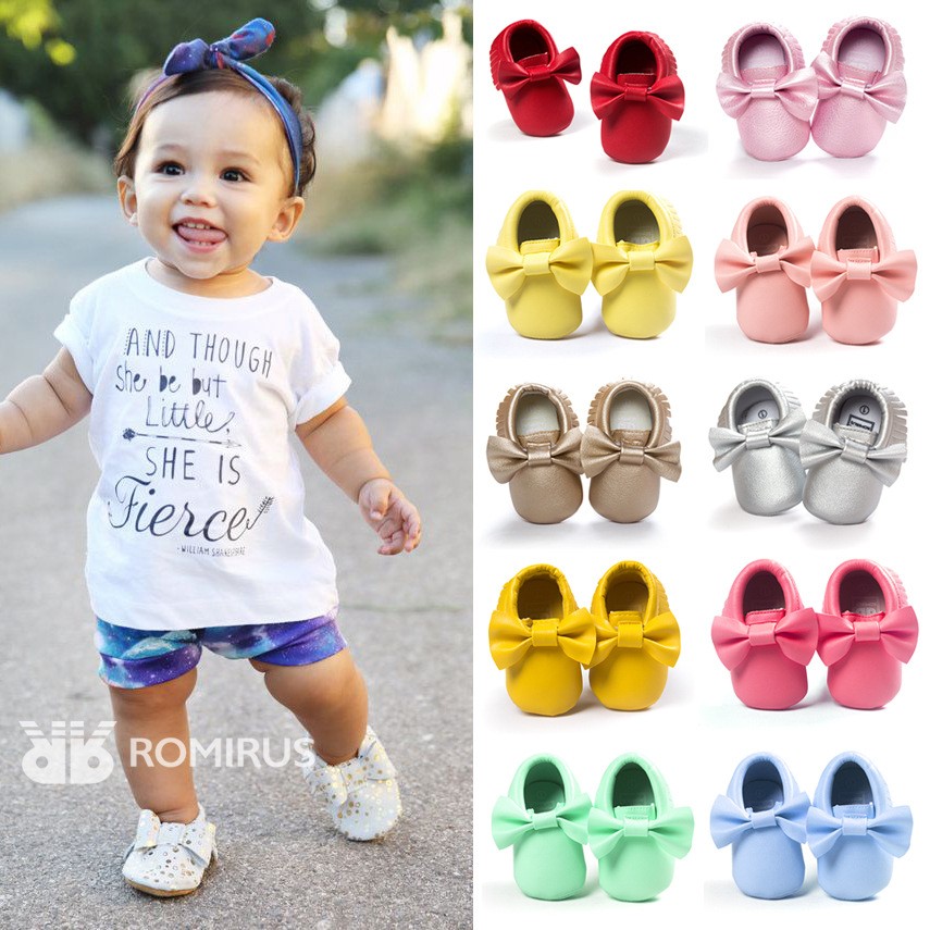 Newborn Baby Shoes Infant Boys Girl First Walker PU Sole Princess Bowknot Fringe Toddler Baby Crib Shoes Casual Moccasins