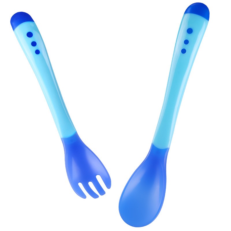 1pc Baby Soft Temperature Sensing Spoon Baby Safety Learning Fork Spoon Children Kids Boy Girl Food Feeding Utensils Tool