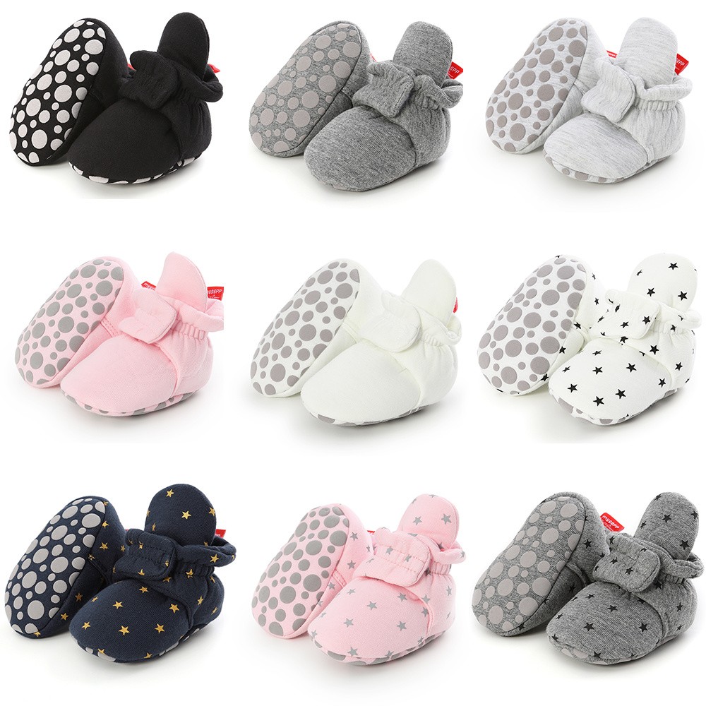 Newborn Baby Socks Shoes Boy Girl Star Toddler First Walkers Socks Cotton Comfort Soft Anti-slip Warm Crib Infant Shoes