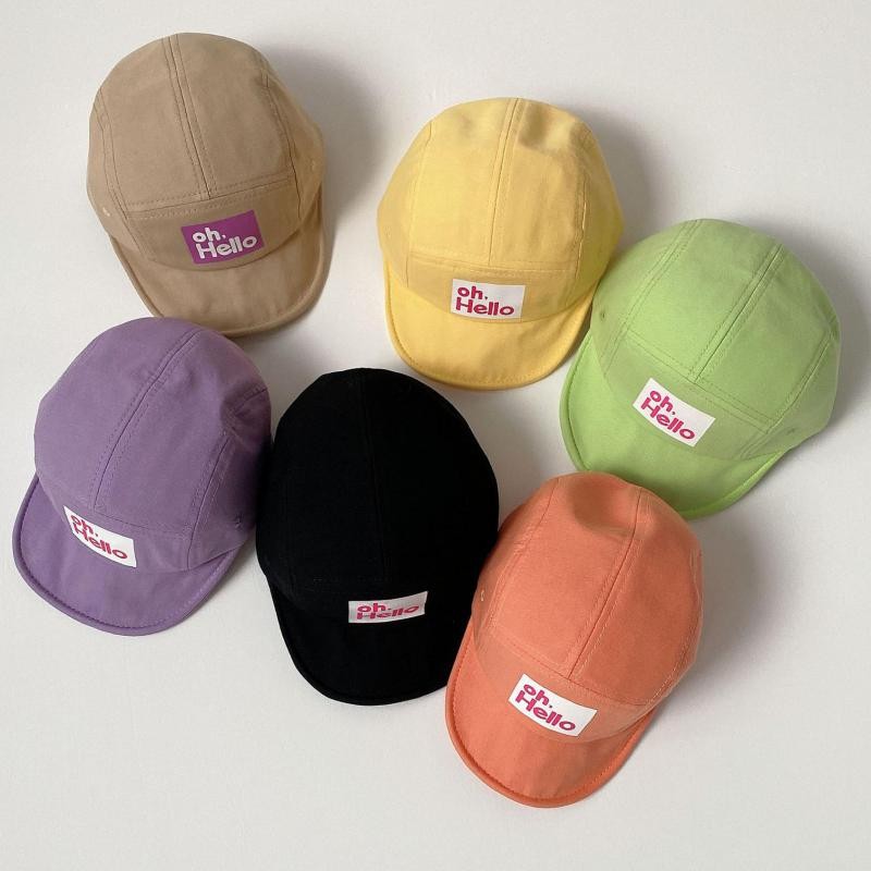 New Summer Candy Color Baby Baseball Hats Oh.Hello Print Kids Boys Girls Outdoor Sun Hats Cotton Autumn Peaked