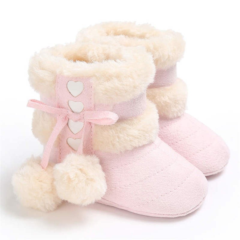 2019 Winter Snow Baby Boots 7 Colors Warm Fluff Balls Indoor Coton Soft Rubber Sole Infant Newborn Baby Boy Boots