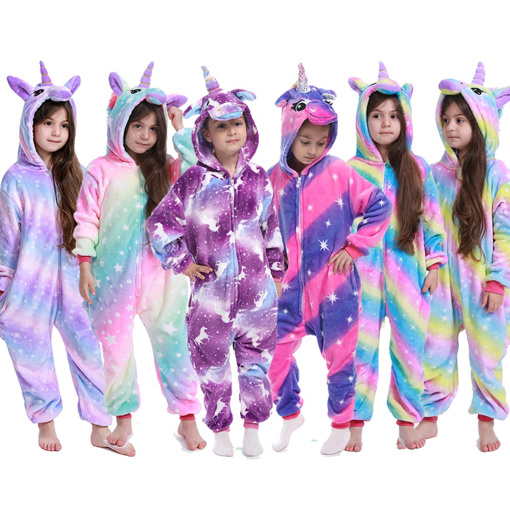 flannel unicorn for kids pajamas boys girls sleepwear children panda jumpsuit kids oneise for jumpsuit licorn