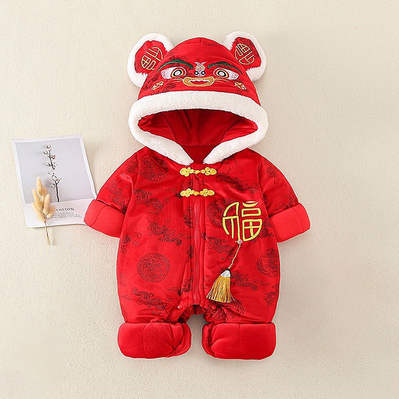 Winter Newborn Baby Romper Boy Girl Traditional Chinese Clothes New Year Costume Party Outfits Infant Rompers Jumpsuit for 0-18M