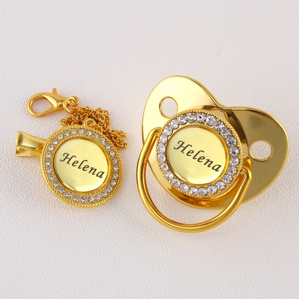 Premium BPA Free Baby Pacifier Personalized All Names Gold Buckle Baby Shower Gift 0-18 Months