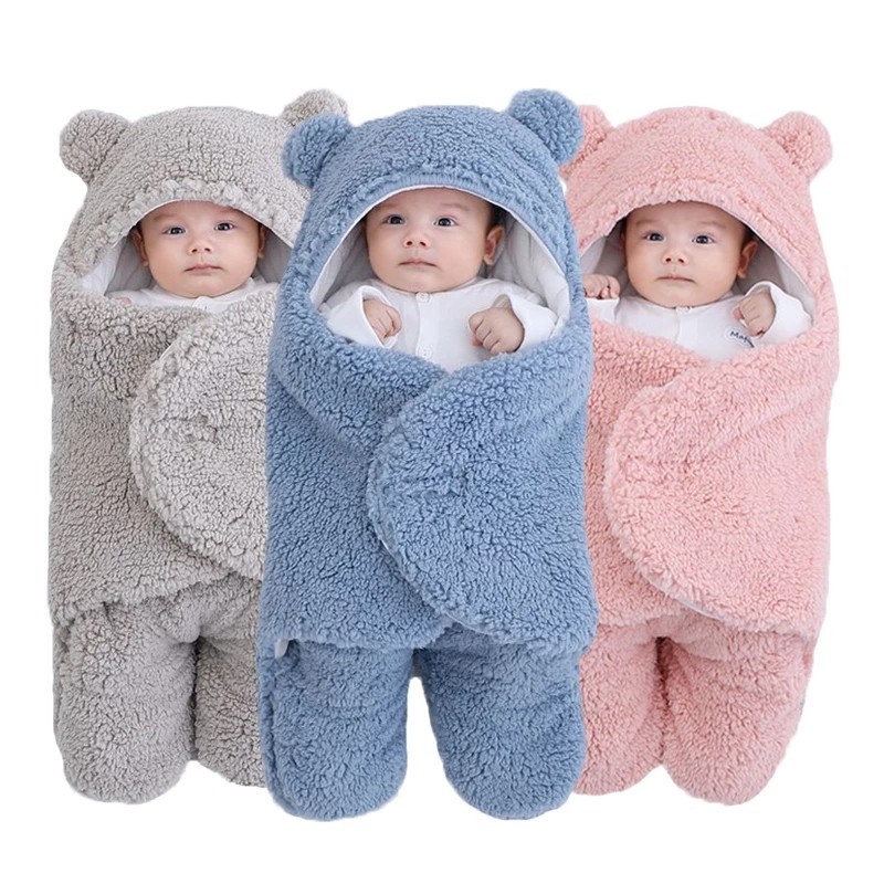 Soft Newborn Baby Wrap Blankets Baby Sleeping Bag Envelope for Newborns Sleeping Bag 100% Cotton Thicken Cocoon for 0-9 Months Baby