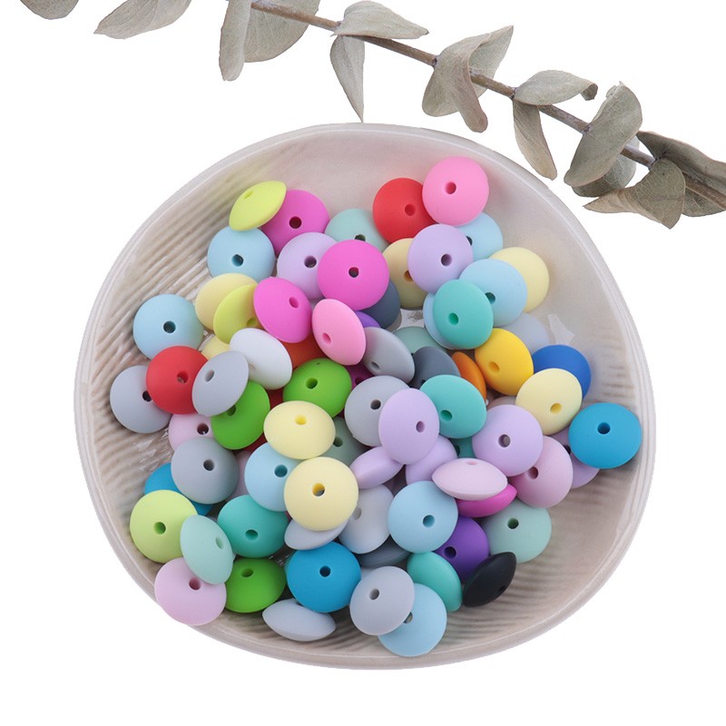 300pcs Silicone Flat Beads 12*6mm Chew Baby Teething Beads Lentil DIY Pacifier String Pearl Baby Toys Nurse Gift BPA Free