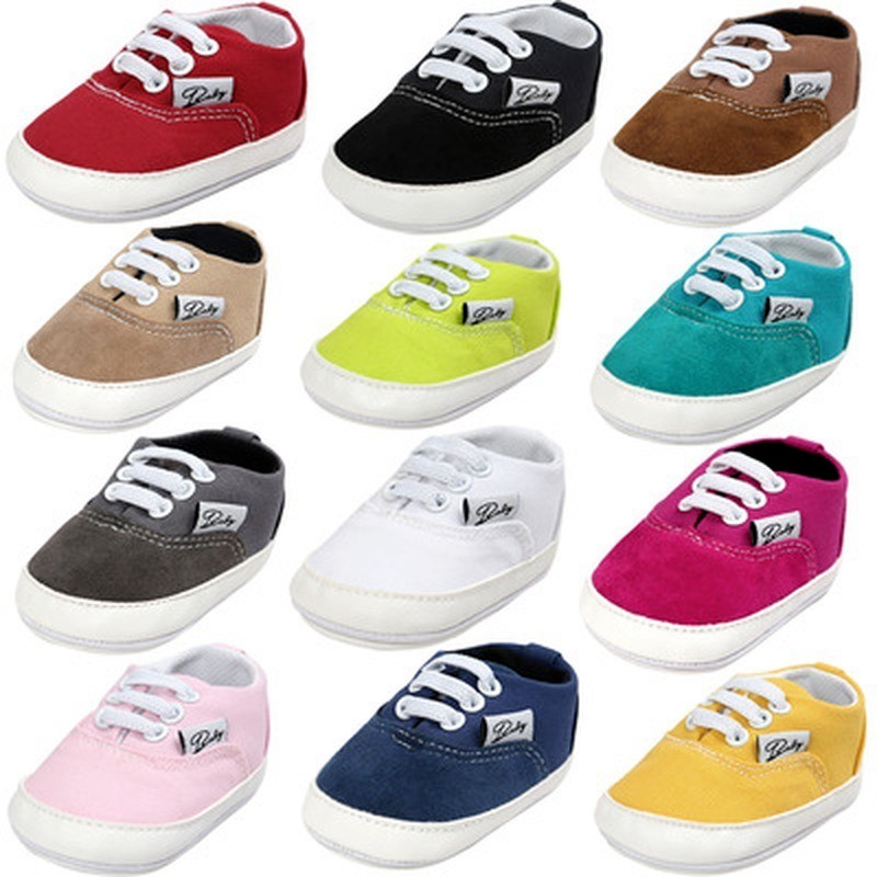 Newborn Baby Shoes Boys Girls Toddler Shoes Canvas Toddler Sneakers Rubber Non-slip Soft Sole Infant First Walkers 0-18 Months