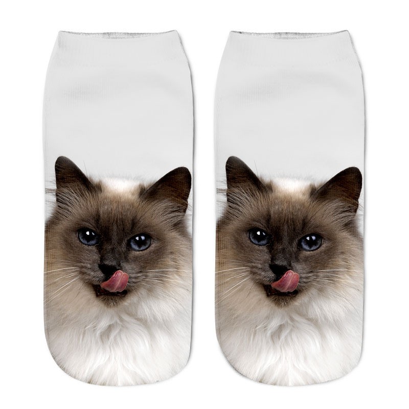 3D Printing Children Socks Funny Design Cute Cat Socks Unisex Gift Low Ankle Funny Socks 6-12 Years