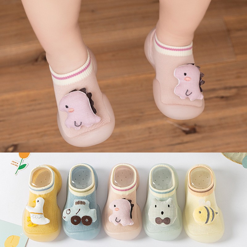 Newborn Baby Socks Shoes Boy Girl Dinosaur Baby First Walkers BeBe Cotton Comfort Soft Anti-Slip Prewalker Crib Infant Shoes