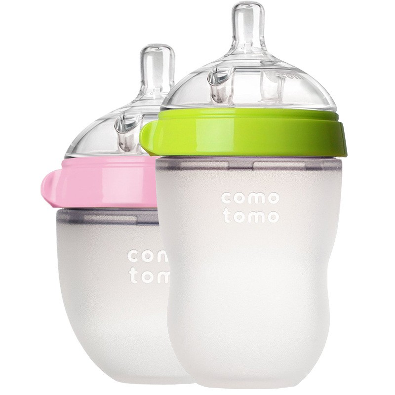 Green/Pink Silicone Baby Bottle 5oz and 8oz Baby Bottles 2 Pack BPA Free Feeding Bottle Babies Kids Drink Milk mamadeiras