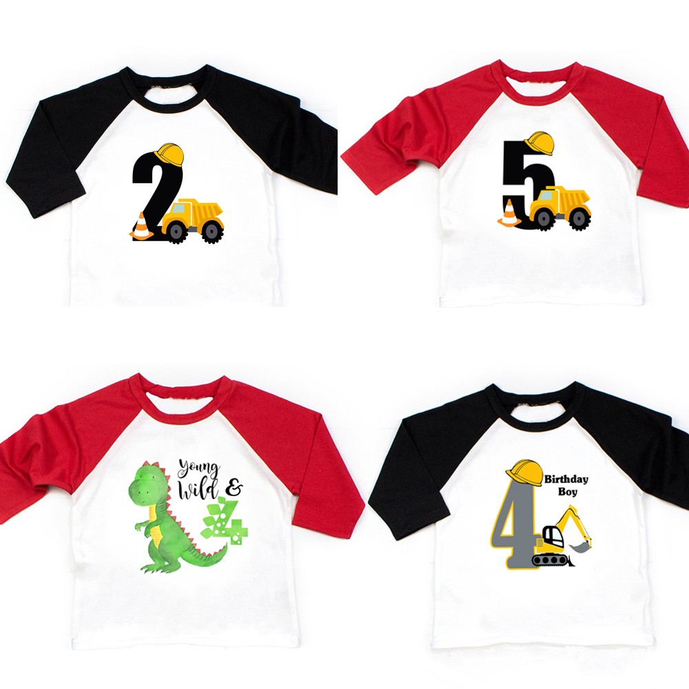 Dinosaur Birthday Shirt Birthday T-shirt Birthday Trcuk Tee Dinosaur Shirt Party Dinosaur Theme Gift Boys Fashion T-shirt