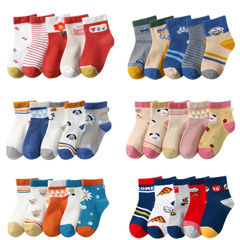 5 Pairs Cute Cartoon Kids Socks Autumn Winter Warm Baby Boys Girls Socks Soft Cotton Toddler Baby Children Socks 1-12 Years