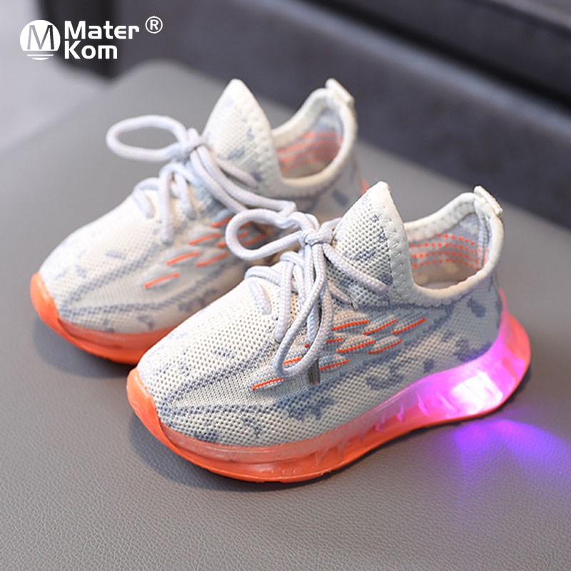 Size 21-30 Children Luminous Shoes For Boys Girls Mesh Kids Boys Glowing Sneakers With LED Lights Non-slip Baby Shoes For Girls