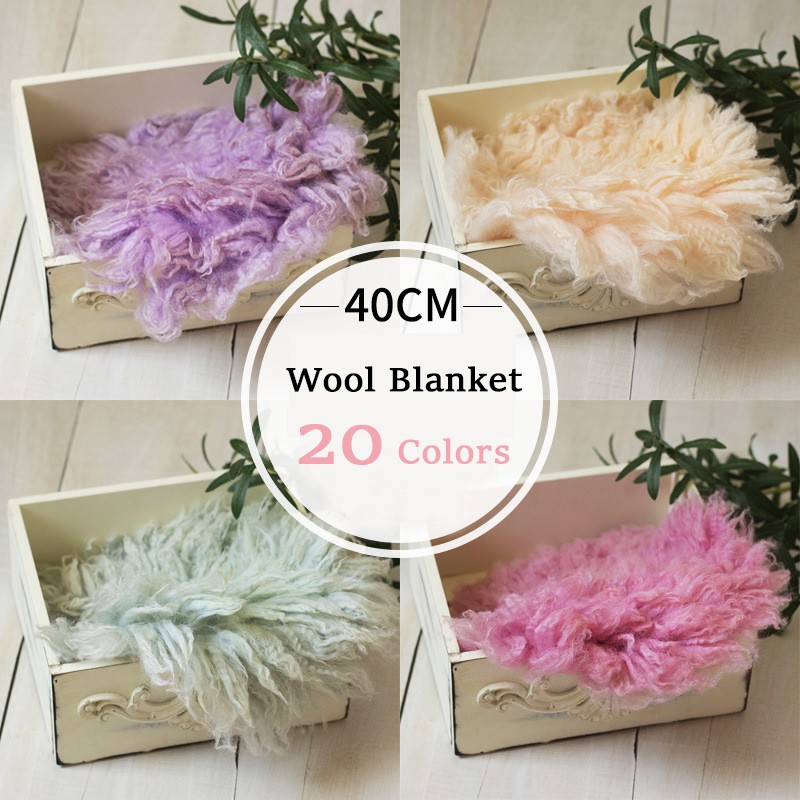 High Quality Wool Blanket Newborn Baby Photography Backdrop Soft Australia Fleece Mat Basket Filler Photo Props Hand Made