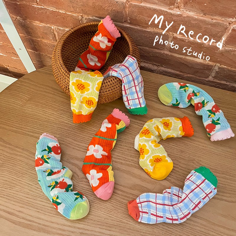 MILANCEL 2022 Summer Baby Socks Children Mesh Socks Girls Floral Socks Boys Socks