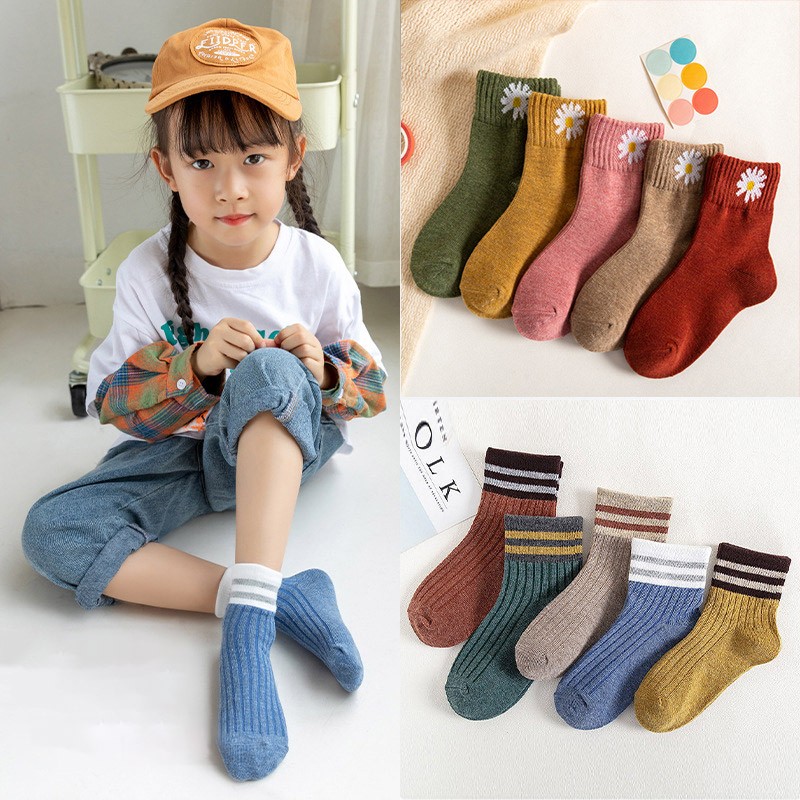 Cotton Kids Socks Autumn Winter Cute Smiley Happy Boys Girls Socks Cute Cartoon Newborn Infant Baby Socks 1-12 Years