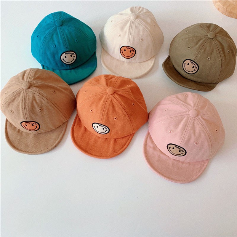 MILANCEL 2022 Spring New Kids Cap Embroidered Baseball Cap Smiley Boys and Girls Soft Brim Sunhat